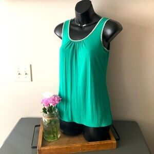 The limited Green white Womens xs sleeveless shirt blouse tank top ladies